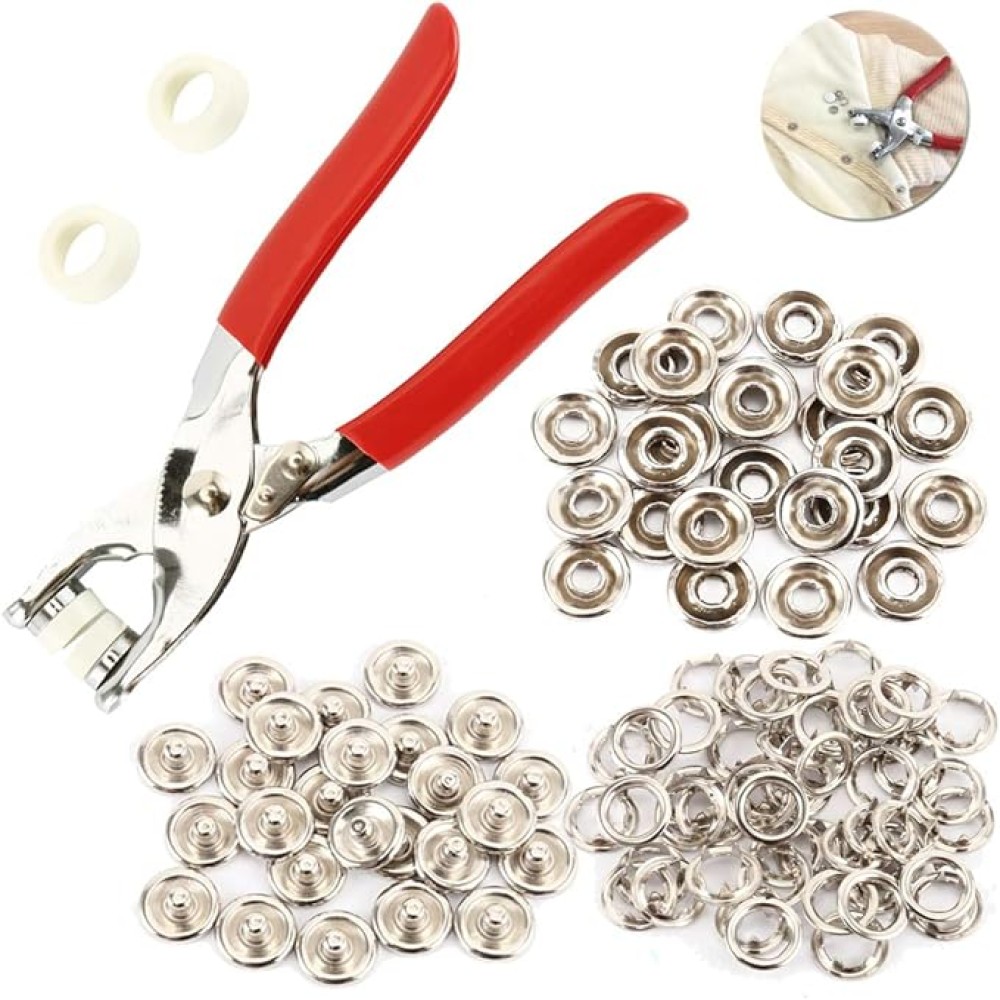 100 pcs Snaps with Clips, Metal Snap Buttons, Seamless Metal Buttons for Wallet, Handbag, Clothing, Sewing Crafts, DIY Supplies